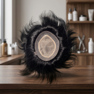 ท็อปเปอร์ผมแท้แบบอินเดีย ยี่ห้อ Custom Taz Hair สำหรับผู้ชาย  ฐานไหม  แบบผมหยิกธรรมชาติ  ปิดผมบาง  ดูเป็นธรรมชาติ  ขนาด 38 มม. - Product Image 2
