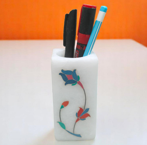 Floral Design Marble Pen Holder Multicolor Desk Organizer Table Office School <b>Living</b> Room Decor Best Price - Product Image 3