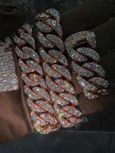 Conjunto de Reloj y Pulsera de Eslabones Cubanos Iced Out, Oro Rosa, Moissanita VVS, Tendencia, Superventas, Estilo Hip Hop, Lujo y Elegancia - Product Image 5