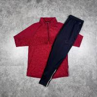 Haut d'entraînement d'été respirant à manches longues pour homme Denish Sports Wear, avec fermeture éclair 1/4, séchage rapide, couleur unie