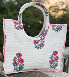 Bolso de Mano Redondo Acolchado de Algodón de Diseño, Bolso Tote de Tela Suave para Mujer, Bolso de Hombro Ligero y Moderno - Product Image 3