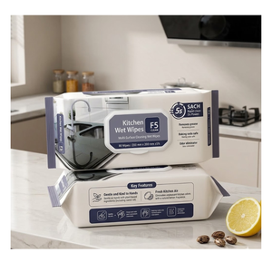 80 lingettes humides en papier pour cuisine, OEM ODM, au bicarbonate de soude, anti-graisse haute performance, parfum citron naturel, nettoyage four, extra puissant - Product Image 2