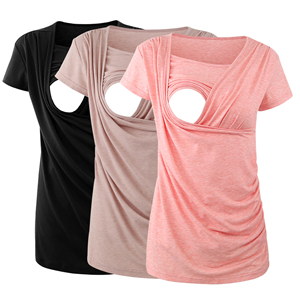Camisas de lactancia de tacto suave para mujer, camisetas de maternidad de algodón transpirables y ligeras, ropa profesional para el embarazo - Product Image 1