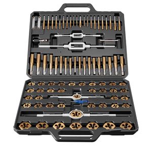 Set di 86 Pezzi di Maschi e Filiere per Misure Metriche e SAE da M3 a M12 # Set di Maschi e Filiere per Filettatura Grossa e Fine da 4 a 5/8 Pollici con Chiave e Valigetta per il Trasporto - Product Image 1