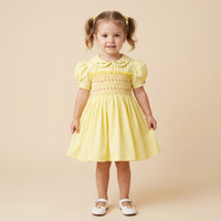 Robe d'été superposée faite main pour bébé fille Bonbiti, broderie smockée à la main, style anglais, longueur genou, prix de gros pour enfants