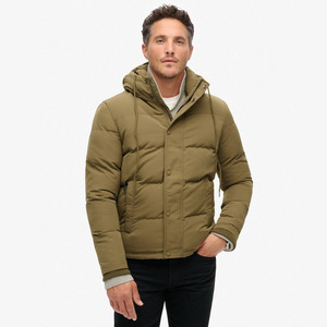 Customized Winter Wear Fashionable Men's Puffer Jackets Skin Color Regular Fit Plain Blank Puffer Down Jackets With Two Pockets - Product Image 1