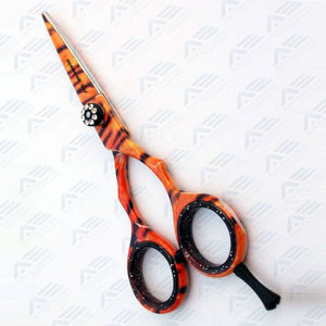 Ciseaux de coiffure pour barbier avec poignée décalée, fabriqués en acier 440C durable, ciseaux de beauté pour cheveux raides - Product Image 2
