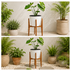Support de plantes en bois massif moderne fait main pour l'intérieur, support de pot de fleurs pour salon, présentoir de plantes - Product Image 6