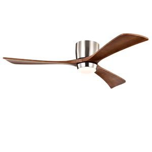 Ventilatore da soffitto a LED da 52 pollici con pale in legno massello, telecomando, motore DC silenzioso, 6 velocità, funzione reversibile, luci QPA - Product Image 1