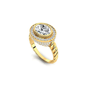 Bague solitaire en or massif 14K 18K avec diamant de laboratoire ovale de 2 carats, bijoux fins faits à la main, certifiés IGI, luxe unisexe - Product Image 5