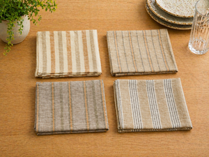 Essuie-tout de cuisine en lin rayé beige et blanc |   Essuie-tout décoratif |   Serviette de cuisine réutilisable |   Textile de maison haut de gamme - Product Image 5