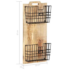 Porte-revues mural en bois de manguier brut massif 13 "x 3.9" x 26.4" - Product Image 5