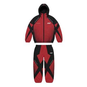 Sublimation de logo entièrement personnalisé de haute qualité coupe-vent sweat à capuche zippé avec pantalons de survêtement évasés ensembles de pièces de remorquage - Product Image 1