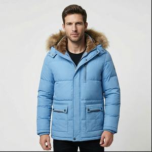 Blouson aviateur d'hiver ample pour homme en nylon imperméable et écologique avec logo à l'avant noir décontracté confort - Product Image 1