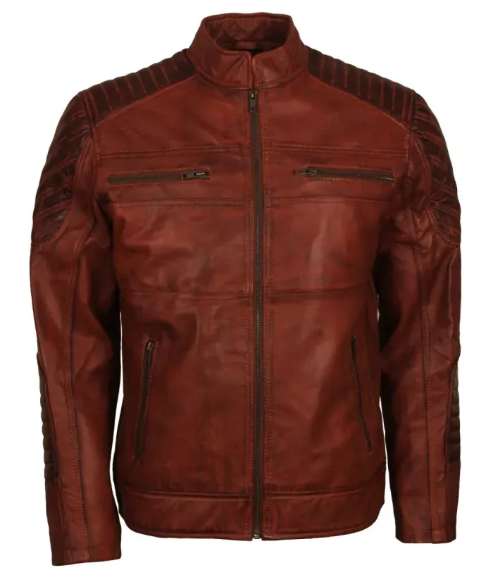 Made in Pakistan Scarecrow Genuine Leather Men Brown Vintage Jacket Trend Fashion