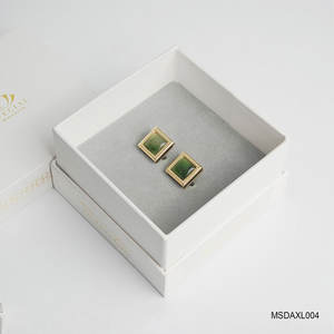 Boutons de manchette en néphrite « Deep Forest » - Bijoux pour hommes faits à la main, plaqués or 18 carats |   Collection Feng Shui Tinh Vu - Product Image 3