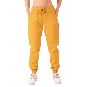 Joggers d'été légers jaune moutarde pour femmes, avec cordon de serrage élastique aux poignets, vente en gros, coupe tendance européenne - Product Image 1