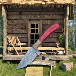 มีดล่าสัตว์และตั้งแคมป์อเนกประสงค์ ขนาด 8 นิ้ว ผลิตจากเหล็กกล้าไร้สนิมคาร์บอนสูง คุณภาพพรีเมียม แบบเต็มด้าม  OEM เกรดอุตสาหกรรม ด้ามจับทำจากไม้ปักก้า - Product Image 1