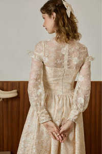 Wholesale <b>Dress</b> Elegant Floral Lace ELISA Jacquard <b>Dress</b> with Cotton Double Layers Women Cotton Double Layers Jacquard <b>Dress</b> - Product Image 6