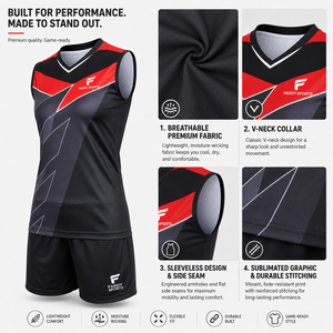 Ensemble de maillots d'entraînement sans manches personnalisés par sublimation pour volley-ball, séchage rapide, respirant, pour femmes - Product Image 4
