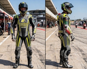 Combinaison de course moto en cuir certifiée CE UKCA, vêtement homologué AAA, options en cuir de vachette + cuir de kangourou, 1 pièce et 2 pièces - Product Image 1