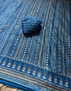 KV Women's Digital Print <b>Mirror</b> Work Silk Chinon Fabric Reversible Wrinkle-Free Saree <b>with</b> Unstitched Blouse - Product Image 5