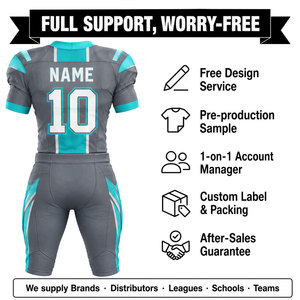 Conjunto de Uniforme de Fútbol Americano Personalizado para Hombre, Sublimado, Cuello en V, Manga Corta, Poliéster Transpirable, Ajustado, para Todas las Temporadas - Product Image 2