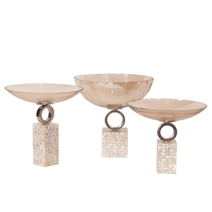 Mother Of Pearl Work Mosaic Beaded Base Stand For Round Glass <b>Top</b> Luxury Bowls For Food Items Serving Table Centerpiece Supplies - Product Image 1