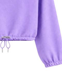 Sudadera Corta Personalizada de Lavanda para Mujer con Cierre de Cremallera, Estilo Casual, con Cordón Ajustable en el Bajo, de Forro Polar Suave de Algodón y Poliéster - Product Image 6