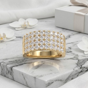 2.05CTW Round Cut Pave Set Triple Row <b>Statement</b> <b>Ring</b> - Product Image 1