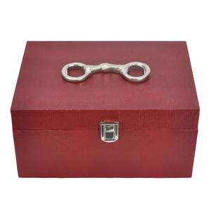 Multifunctional Style <b>Large</b> Storage Boxes & <b>Bins</b> Red Color Pure Leather Customizable Luxury Gift Box Silver Horse Bit Handle - Product Image 5