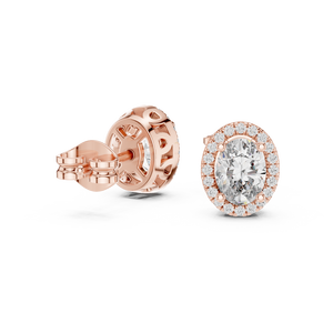Pendientes con Diamantes Cultivados en Laboratorio de Corte Ovalado de 0.5CT, Engastados en Oro Rosa de 18K, para Mujer, Regalo de Compromiso, Boda, San Valentín, Uso Diario - Product Image 4