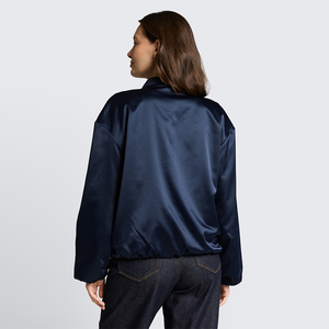 Chaqueta Bomber de Satén Oversize para Mujer, Ajuste Holgado, Manga Larga, Cierre Frontal con Cremallera, Ribete Acanalado, Ligera, Estilo Urbano, Acabado Liso - Product Image 3