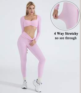 Conjunto de Leggings Deportivos para Yoga, Ropa Deportiva para Mujer, Fabricantes de Ropa Deportiva, Conjunto de 2 Piezas de Top Corto y Leggings para Mujer - Product Image 5