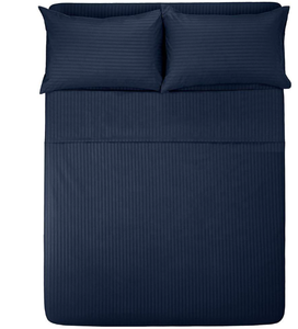 NWK INDUSTRY Model 309 Navy Blue <b>Striped</b> Full Size Duvet Cover <b>Set</b> with Pillowcases Hotel Style <b>Bedding</b> for Four Seasons - Product Image 1
