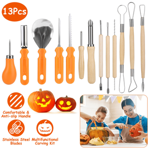 Set di Attrezzi per Jack O' Lantern di Halloween, 13 Pezzi, Kit per Intaglio Zucca con Cucchiaio, Trapano, Utensili per Incisione e Seghe a Doppia Faccia - Product Image 1
