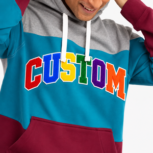 Custom Logo Oversized Cotton Print Men's Pullover Kangaroo Pocket Winter Multi Panel <b>Top</b> Colorblock Streetwear Factory Order - Product Image 6