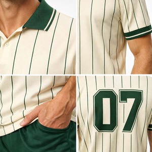เสื้อโปโลสไตล์วินเทจแบบ OEM สำหรับผู้ชาย ระบายอากาศได้ดี ชุดทีมแบบเรียบ ลายทาง พร้อมหมายเลข 07 - Product Image 4