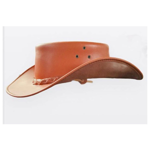 Premium Quality Brown Leather Cowboy Western <b>Hat</b> Men Women Studded <b>Steampunk</b> Design Printed Deadman Top <b>Hat</b> Halloween Costume - Product Image 2