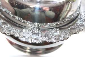 Antique Silverplate Round Butter Cheese Dish with Knife EG Webster Grape Pattern - Product Image 5
