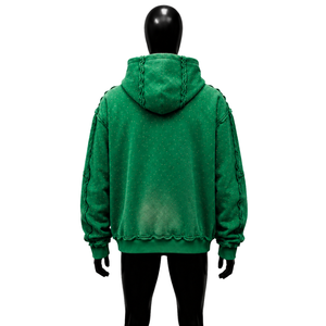 Sudadera con capucha verde con cremallera OVERSIZED HIDDEN TRUTH, estilo urbano, de alta calidad, premium, para invierno, de moda clásica. - Product Image 2