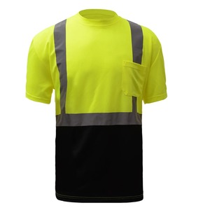 High Visibility O Neck Half Sleeve Workwear Shirt Reflective <b>Tape</b> Multi Pocket Design Practical Hi Vis Work Shirt for Men - Product Image 1