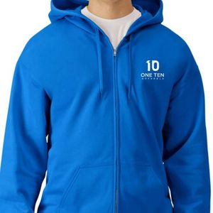 Midweight Fleece Adult Full <b>Zip</b> <b>Hooded</b> Sweatshirt Royal Blue Soft Warm Casual Hoodie Jacket Comfortable Custom Wholesale - Product Image 4