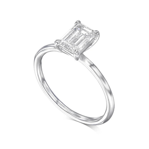 Anillo de Compromiso con Diamante Cultivado en Laboratorio, Corte Esmeralda de 1.5ct, Montura de Puntas, Claridad VS, Color D, en Oro de 14K con Baño de Rodio - Product Image 4