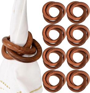 Anneaux de serviette en bois faits à la main, écologiques, ronds de 4,5 cm, pour la décoration de table, supports de serviettes décoratifs pour la maison, les fêtes et les mariages - Product Image 2