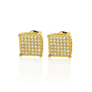 Boucles d'oreilles carrées en argent sterling 925 avec diamants Moissanite, éclat brillant, bijoux de luxe pour hommes et femmes - Product Image 1