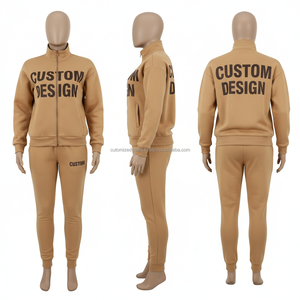 Custom Design Vintage Tracksuit Unisex <b>Full</b> <b>Zip</b> <b>Hoodie</b> Jogger Pants 100% Cotton Breathable Eco-Friendly Oversized Casual Autumn - Product Image 5