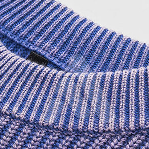 Pull décontracté surdimensionné pour homme en coton épais 100 % délavé à l'acide, tricot respirant pour l'hiver - Product Image 2