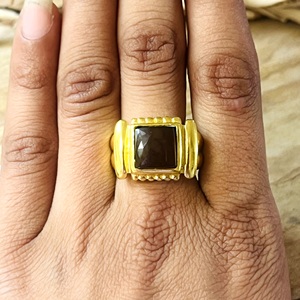 Hot Arrival Silver Eye Boho Geometric <b>Black</b> Onyx <b>Ring</b> Brass Jewelry <b>Men</b> 18k Gold Plated Chunky Signet Third Party Certified - Product Image 4