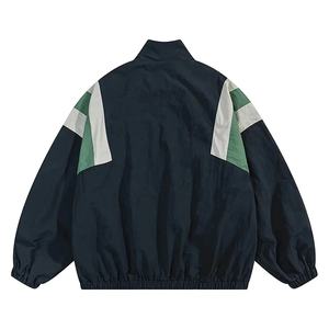 Chaqueta cortavientos personalizada al por mayor 100% poliéster transpirable bloque de color chaqueta anorak de talla grande para hombres - Product Image 4